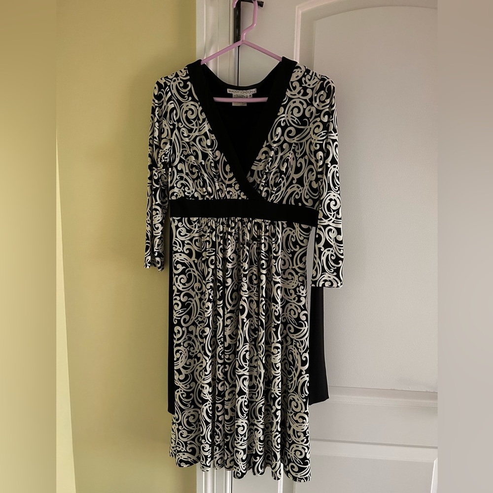 Maggy London black and white print dress.